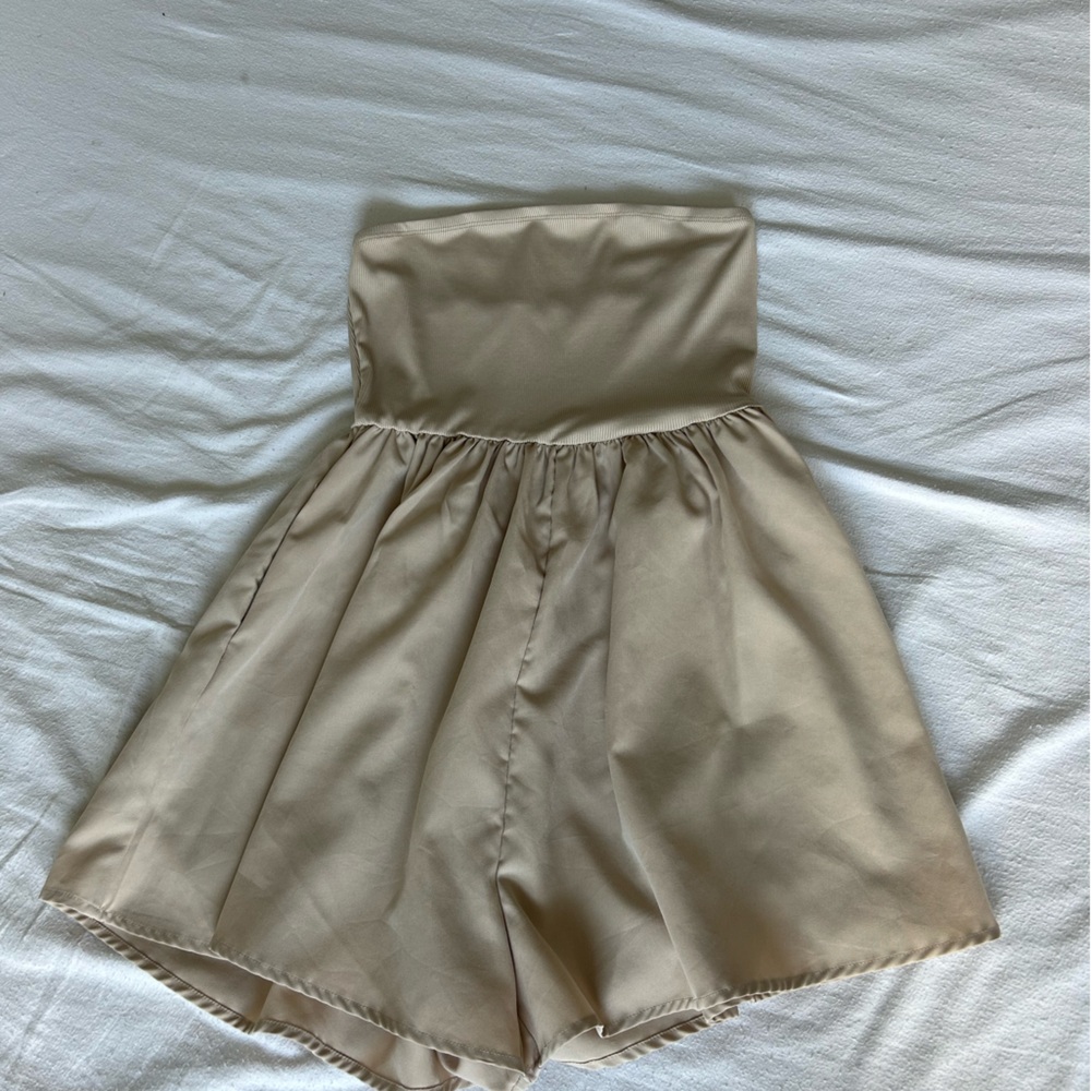 Strapless Cream/ Tan Romper